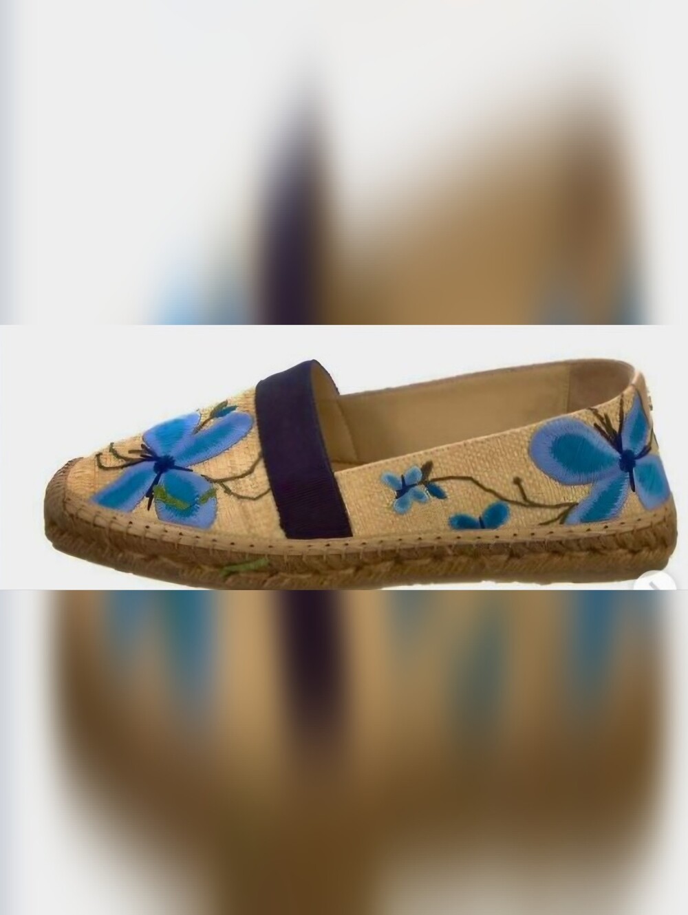Espadrille Slip-On Flats with Blue Floral Embroidery JIMMY CHOO